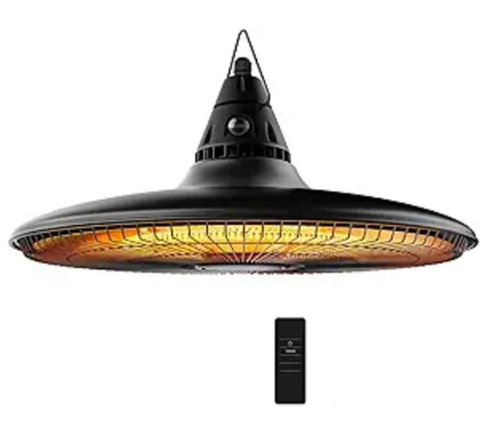 1500W Hanging Infrared Patio Heater Ceiling Mount Remote Waterproof Black